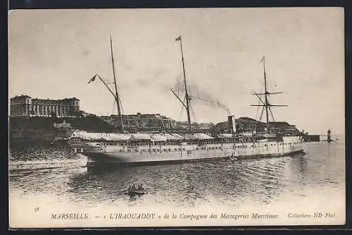 AK Passagierschiff L`Iraouaddy auf See
