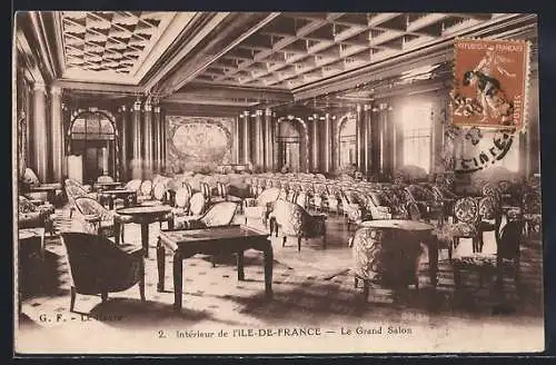 AK Passagierschiff Ile-de-France, Le Grand Salon
