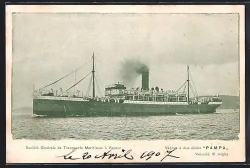 AK Passagierschiff Pampa auf See