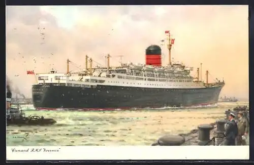 AK Passagierschiff Cunard RMS Ivernia im Hafen