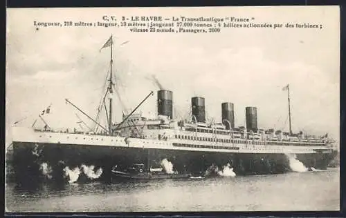 AK Passagierschiff France im Hafen