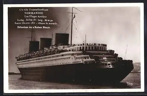 AK Passagierschiff Normandie auf See