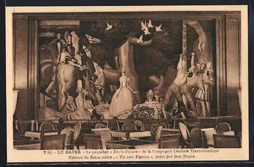 AK Passagierschiff Ile-de-France, Tableau du Salon mixte