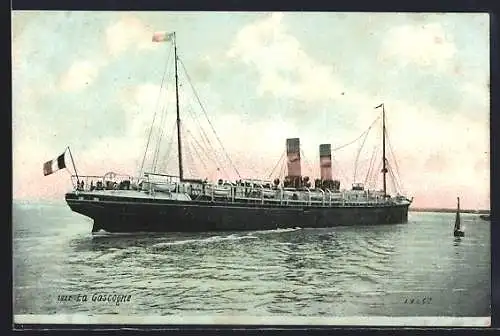 AK Passagierschiff La Gascogne auf See