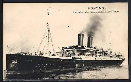 AK Passagierschiff Porthos auf See