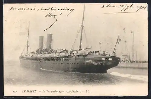 AK Passagierschiff La Savoie im Hafen