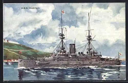 AK Kriegsschiff HMS Illustrious auf See