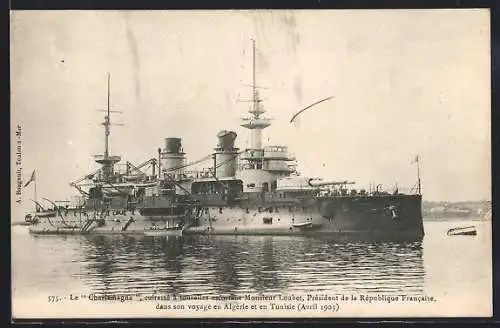 AK Kriegsschiff Charlemagne vor Anker