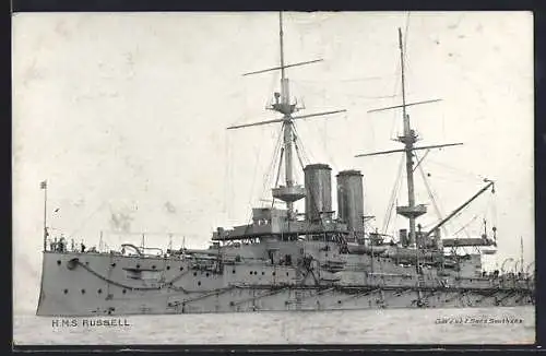 AK Kriegsschiff HMS Russell auf See