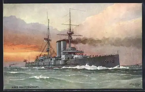 AK Kriegsschiff H. M. S. Commonwealth auf hoher See auf hoher See