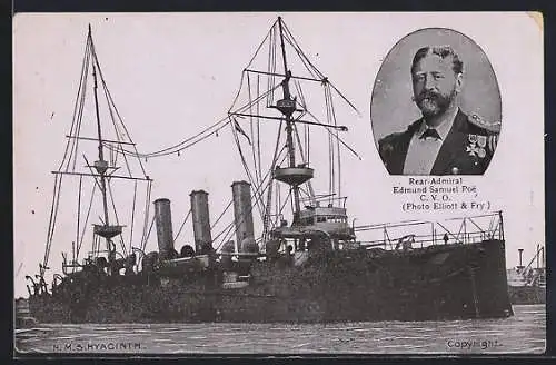 AK Britisches Kriegsschiff HMS Hyacinth, Rear-Admiral Edmund Samuel Poe