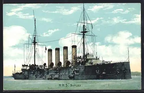 AK Kriegsschiff HMS Sutlez auf See