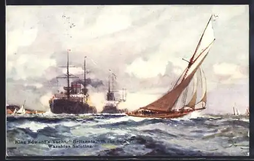 AK King Edwards Yacht Britannia auf See