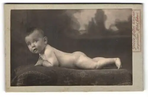 Fotografie Friedrich Hoffer, Weiden, Porträt eines liegenden Kleinkindes 1921
