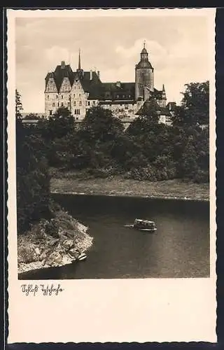 AK Tzschocha /Isergebirge, Schloss Tzschocha an d. Talsperre Marklissa
