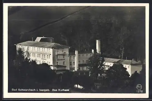 AK Bad Schwarzbach i. Isergeb., Das Kurhaus aus der Vogelschau