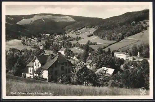 AK Bad Schwarzbach, Ortspanorama vom Berg aus gesehen