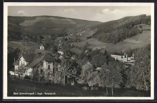AK Bad Schwarzbach, Totalansicht mit Schneeloch und Tafelfichte