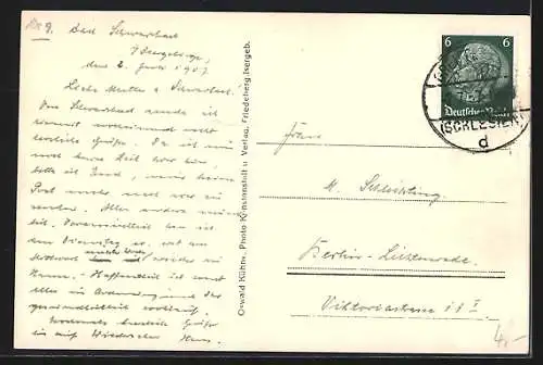 AK Bad Schwarzbach i. Isergeb., Ortsansicht vom Berghang aus