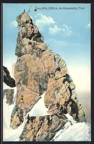 AK Innsbruck, Frau Hitt im Karwendel, Felsgipfel mit Schneeresten