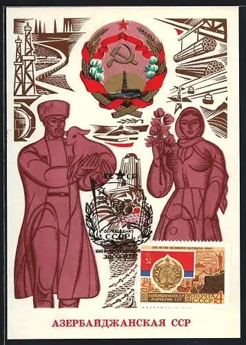 Maximum-AK Aserbaidschanische Sozialistische Sowjetrepublik, Hammer und Sichel, Bauernpaar