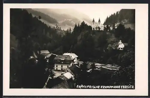 AK Ybbsitz, Gasthaus Krumpmühle, Im Hintergrund Kirche