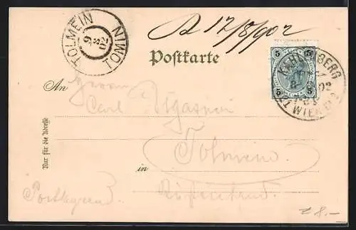 Lithographie Kahlenberg, Ortsansicht mit Bahn