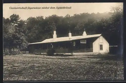 AK Wien, Gasthaus Jägerwiese nächst dem Agnesbründl