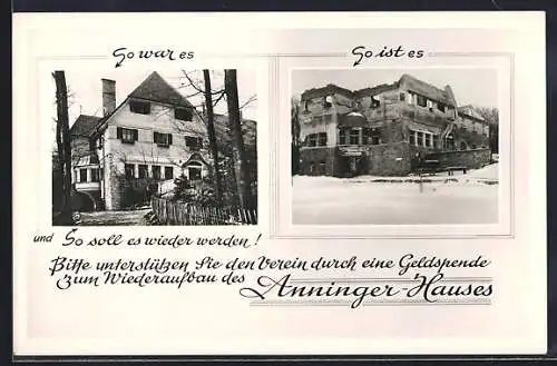 AK Anninger Haus, Ansicht vorher und nachher