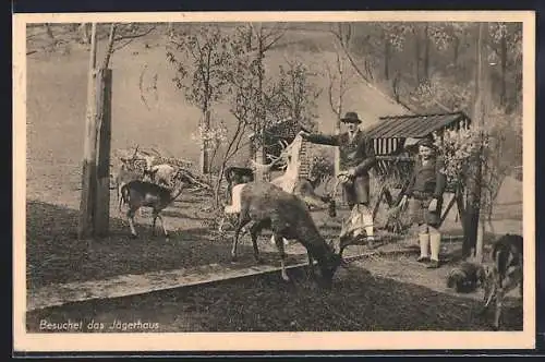 AK Baden bei Wien, Café-Restaurant Jägerhaus, Wildfütterung