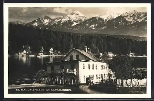 AK Villach, St. Magdalenasee mit Karawanken