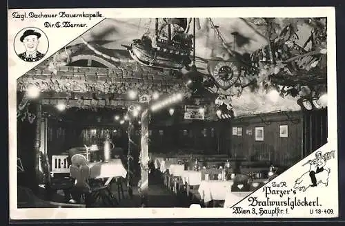 AK Wien, Gasthof Prazer`s Bratwurstglöckerl, Hauptstrasse 1, Speisesaal