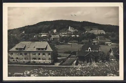 AK Attnang /O. Ö., Ortspartie mit Kirche