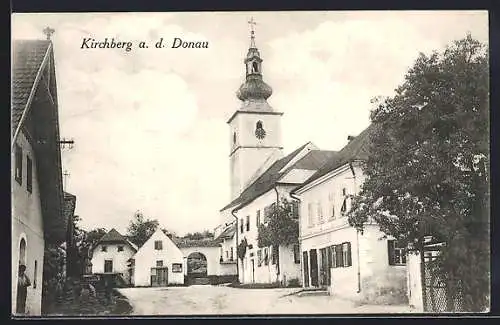 AK Kirchberg an der Donau, Ortspartie mit Kirche