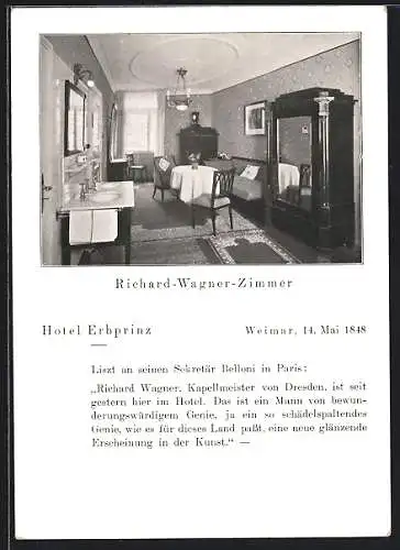 AK Weimar / Thüringen, Park-Hotel Erbprinz, Richard-Wagner-Zimmer, Innenansicht