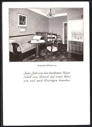 AK Weimar / Thüringen, Zimmer von Adolf von Menzel im Parkhotel Erbprinz