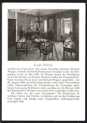 AK Weimar / Thüringen, Park-Hotel Erbprinz, Innenansicht vom Liszt-Salon