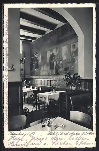 AK Oldenburg i. O., Hotel Graf Anton Günther, Innenansicht vom Speisesaal