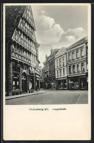AK Oldenburg i. O., Langestrasse mit Geschäften