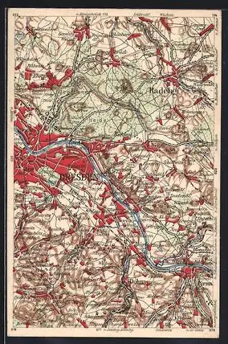 Künstler-AK Pirna, Wona-Umgebungskarte