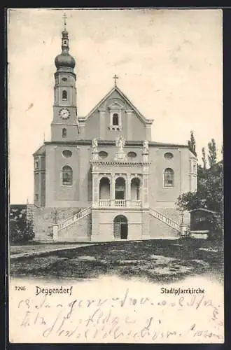 AK Deggendorf, Blick auf die Stadtpfarrkirche