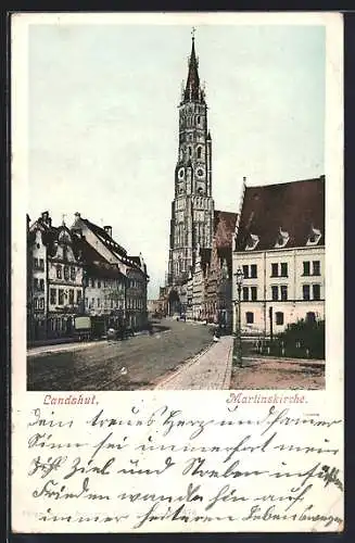 AK Landshut / Isar, Partie an der Martinkirche