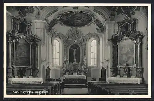 AK Oxenbronn, Innenansicht der Kath. Pfarrkirche