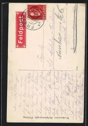 AK Soldat in Uniform mit Pickelhaube, Gewehr mit Bajonett