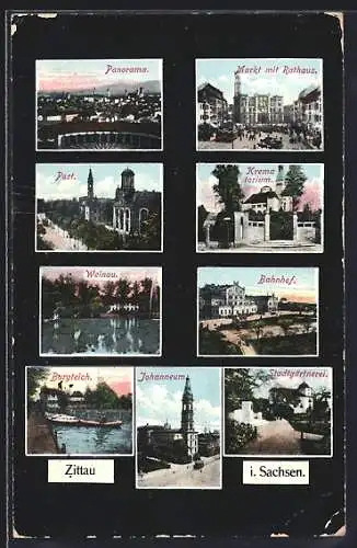 AK Zittau i. Sachsen, Johanneum, Bahnhof, Post