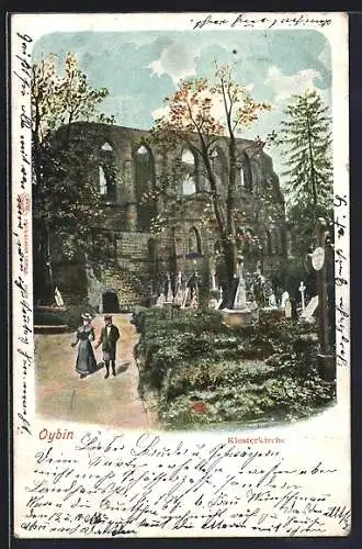 Künstler-AK Oybin, Partie an der Klosterkirche