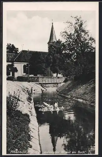 AK Niederbühl b. Rastatt, Kinder am Bach