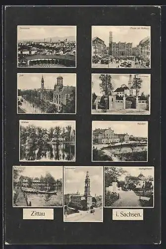 AK Zittau i. Sachsen, Bahnhof, Krematorium, Burgteich