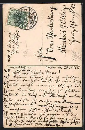 AK Essen /Ruhr, Hauptbahnhof, Städtischer Saalbau, Stadttheater