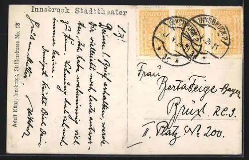 AK Innsbruck, Das Stadttheater, Frontansicht